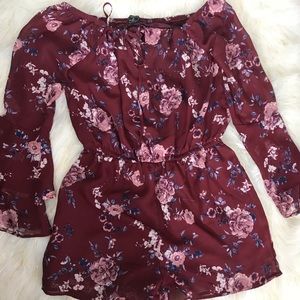 Off the shoulder long sleeve romper